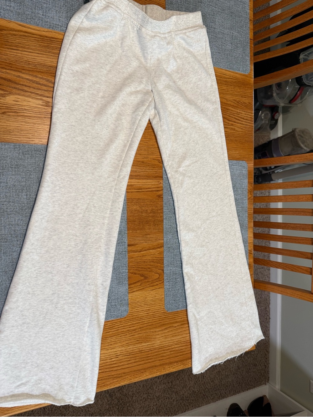 Light Gray Flare Knit Pants - Unbranded